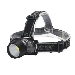 Lanterna cu led COB, lumina alba, culoare negru cu argintiu, rezistenta la apa